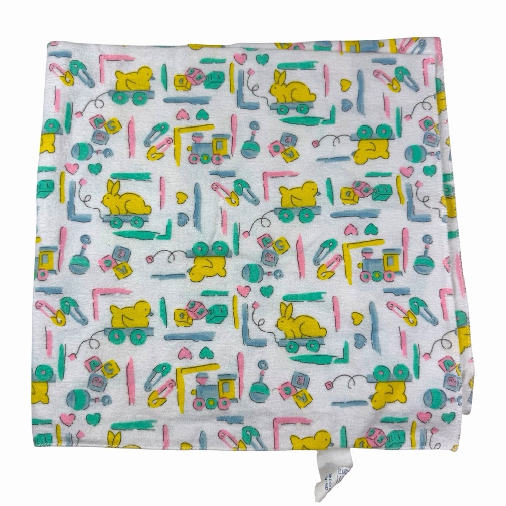 VTG Springmaid Baby Blanket Rabbit Bunny Duck 28x26" Pastel Ducks USA Receiving
